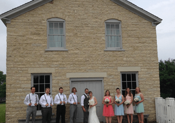 Bridal party outside Old World Wisconsin