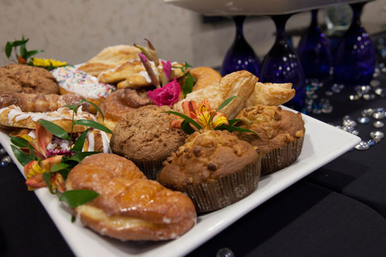 Assorted donuts and breakfast sweets