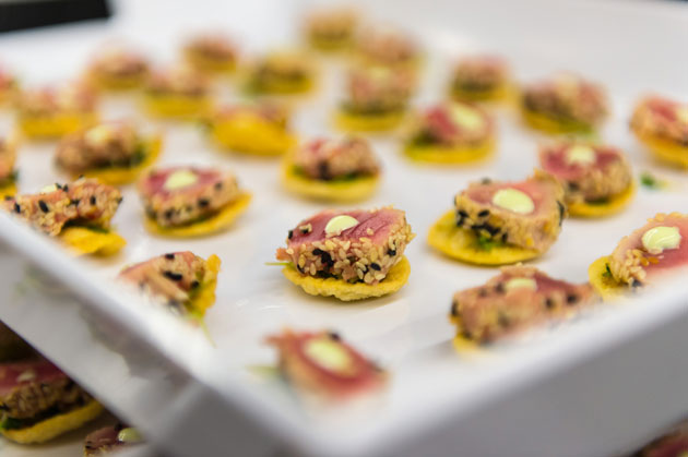 Ahi tuna wonton appetizer holiday party
