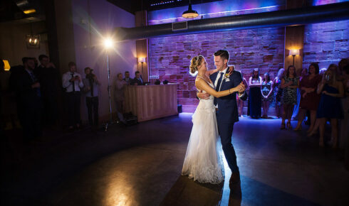 couples first dance, alone on dance floor.