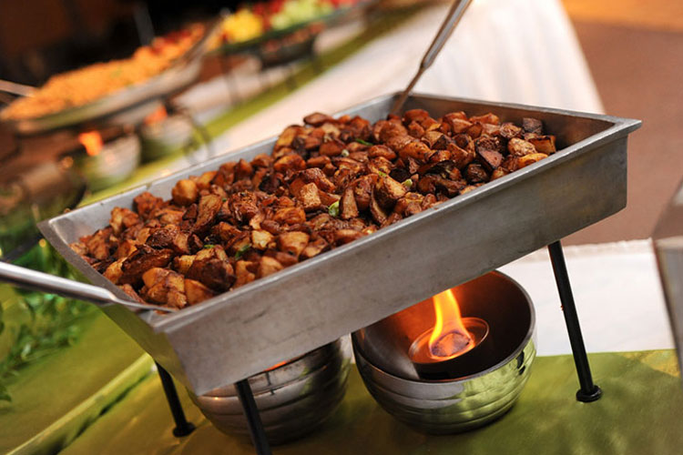 Potatoes in a buffet line