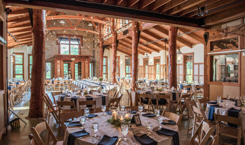 Reception tables set up at Schlitz Audubon Nature Center.