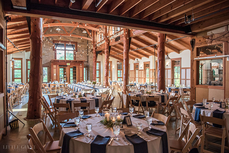 Reception tables set up at Schlitz Audubon Nature Center.