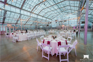 Reception tables set up in Greenhouse No. 7.