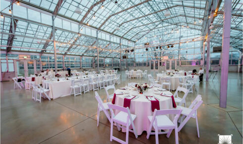 Reception tables set up in Greenhouse No. 7.