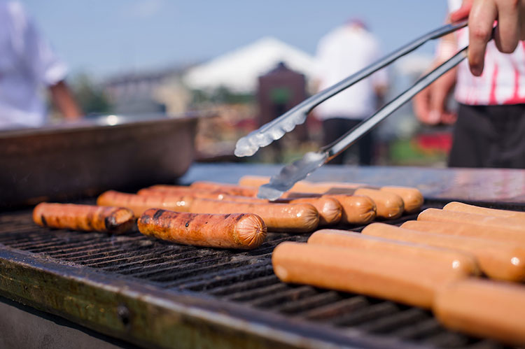 Outdoor Adventure Themed Picnic with Hot Dogs on the Grill