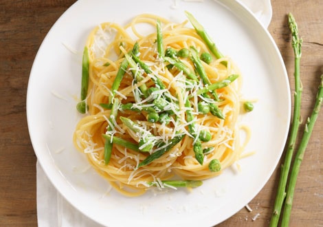 Pasta with asparagus.