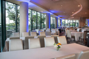 Tables set up at Coast.