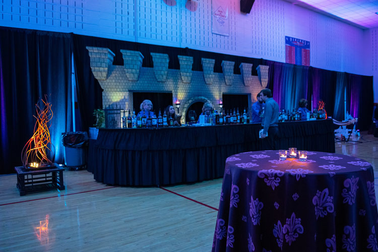 Bar set with a castle background for a school fundraiser.