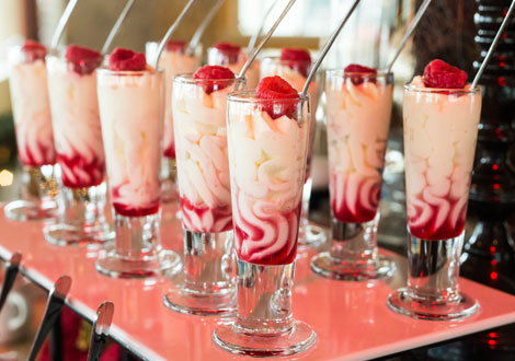 Glasses filled with Raspberry Cheesecake Cordial