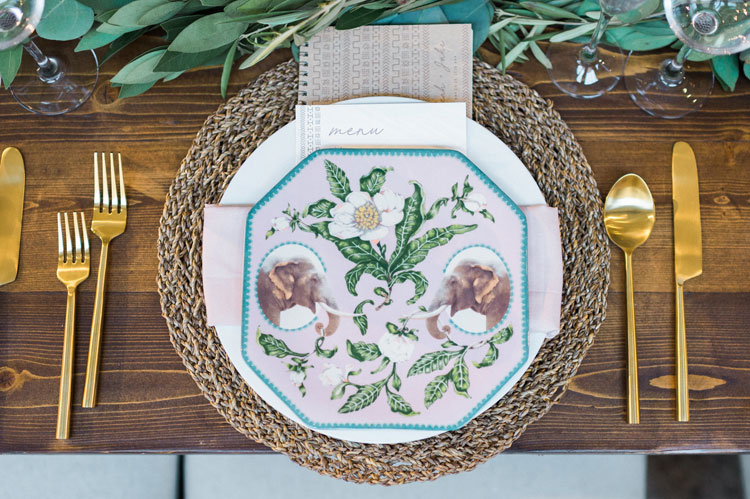 Zoo Themed Wedding Plates with Elephants