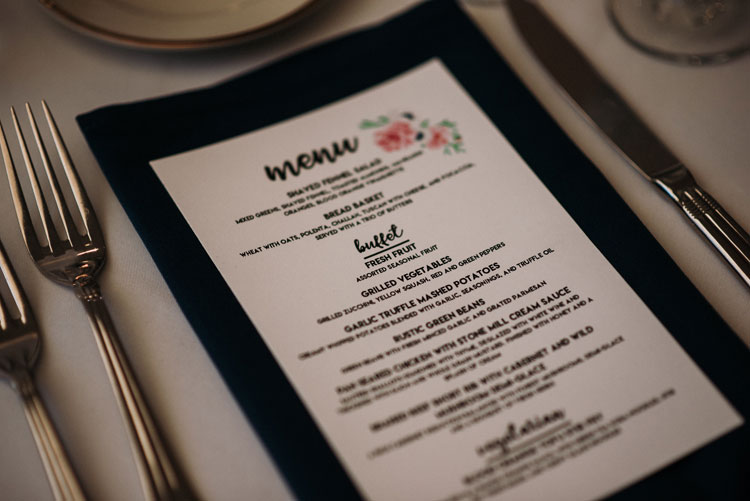 Printed Menu at Wedding Dinner