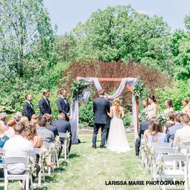 Outdoor wedding ceremony at Boerner Botanical Gardens.