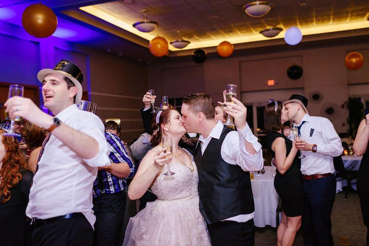Bride and Groom at New Years Eve Wedding