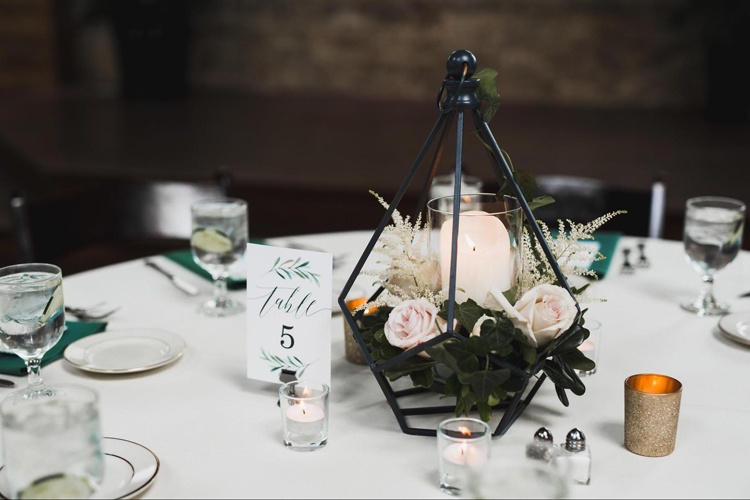 Geometric Florals and Centerpieces at Wedding