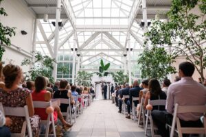 Wedding ceremony in Boerner Botanical Gardens Atrium