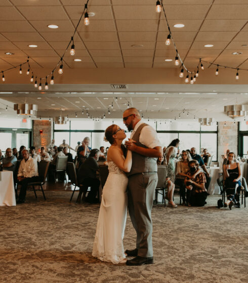 Bride and groom during their first dance.