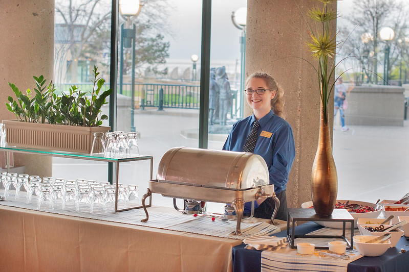 staff at event working buffet