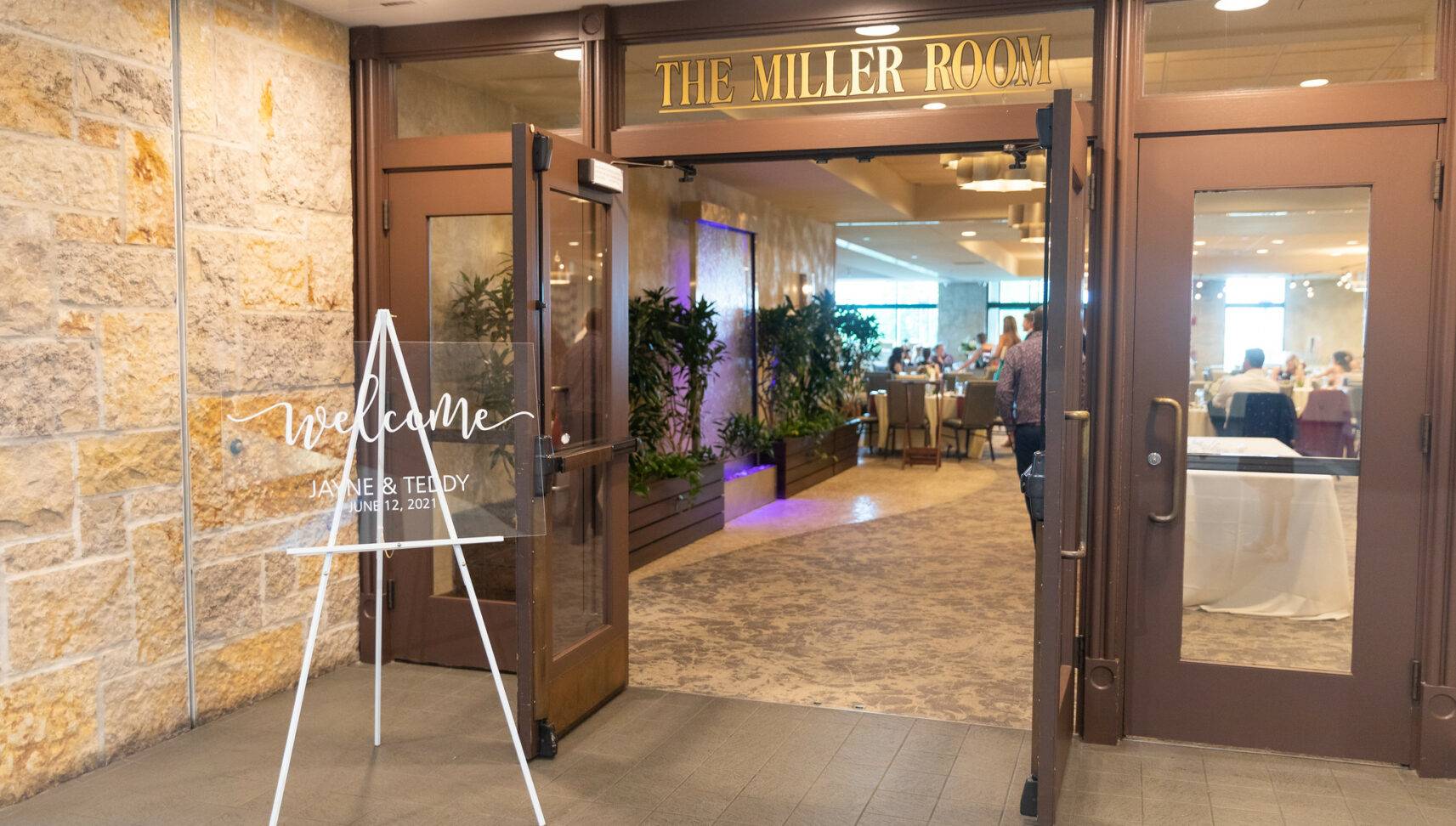 welcome sign for a wedding at miller room