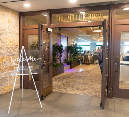 welcome sign for a wedding at miller room
