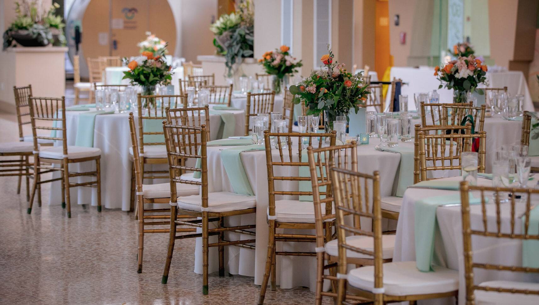 wedding set up with Chiavari chairs