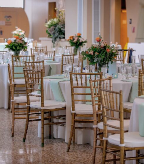 wedding set up with Chiavari chairs