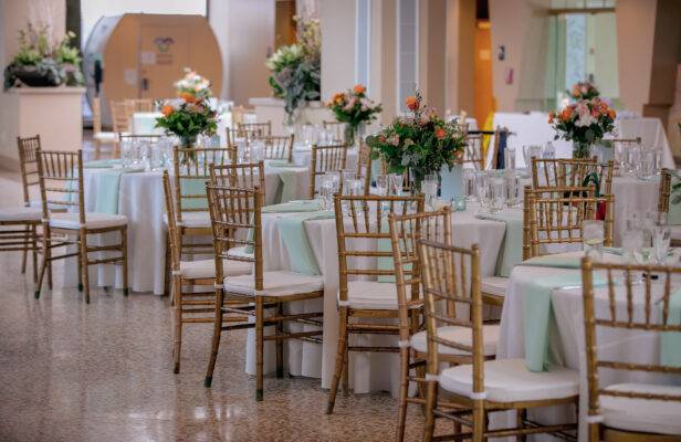 wedding set up with Chiavari chairs