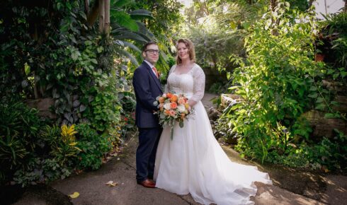 bride and groom on wedding day