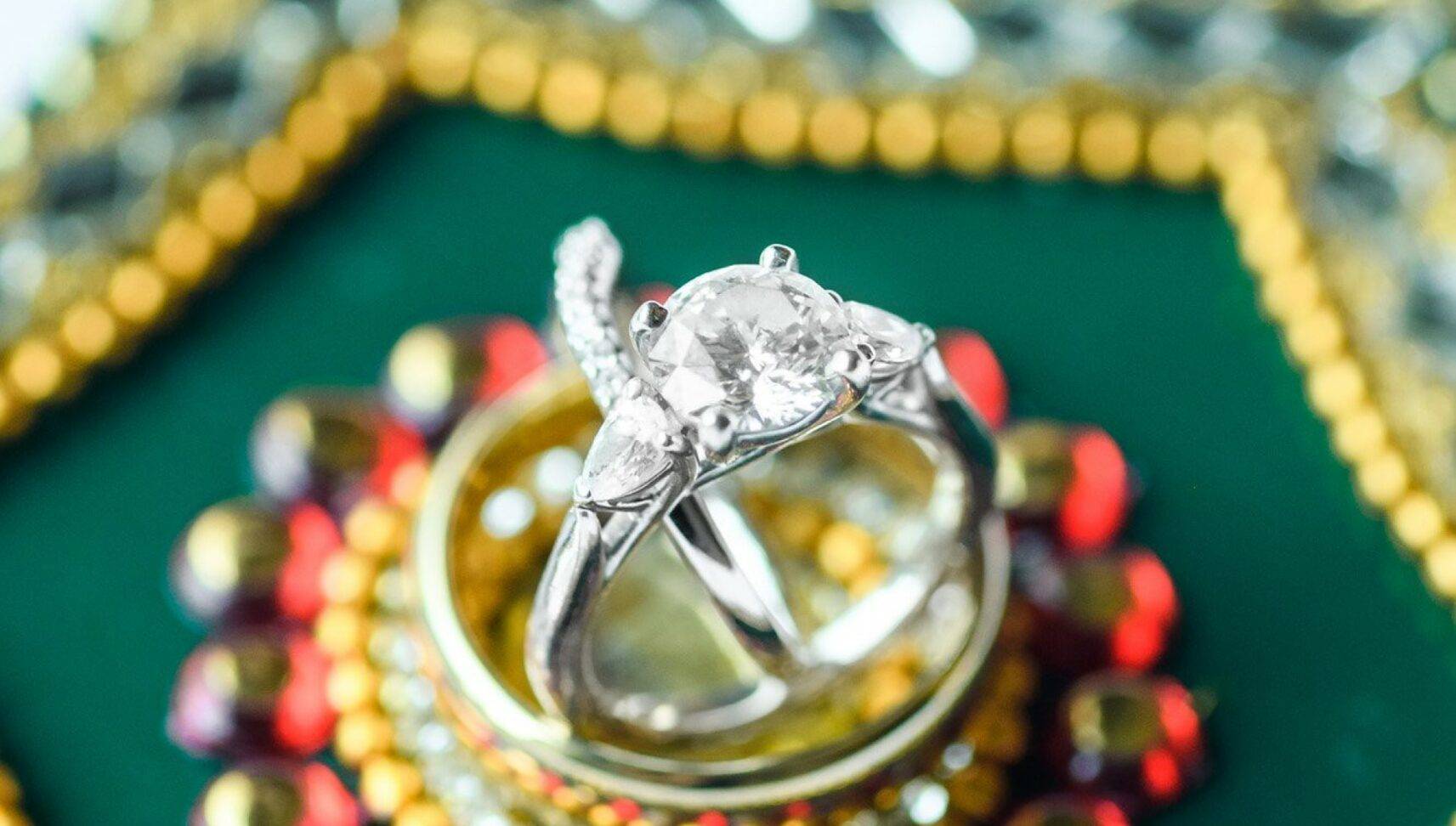 wedding ring on Indian wedding decor