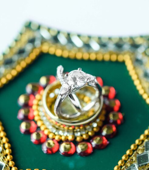 wedding ring on Indian wedding decor