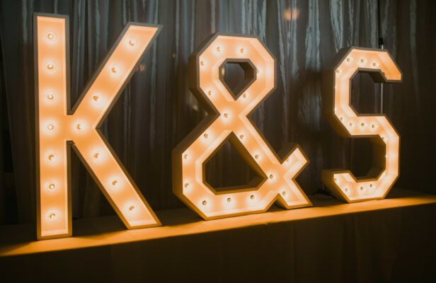 large neon light initials