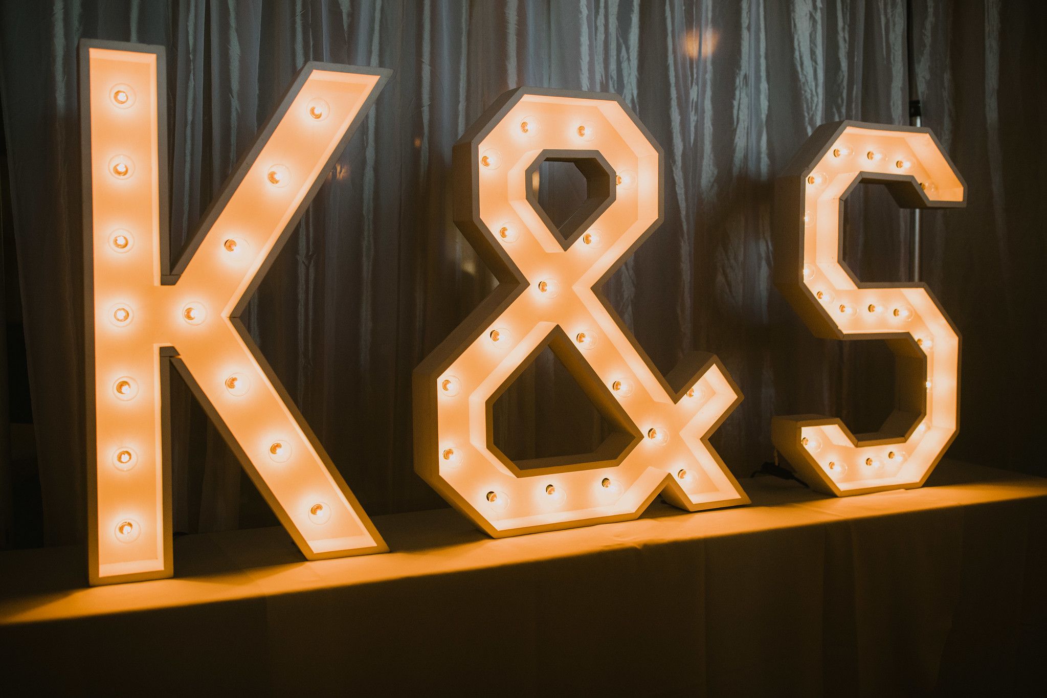 large neon light initials