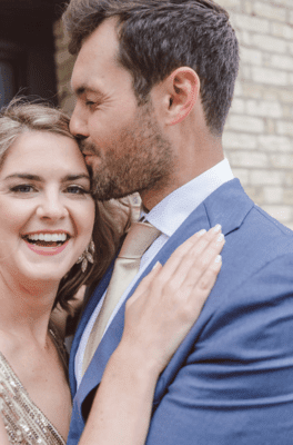 smiling couple on wedding day