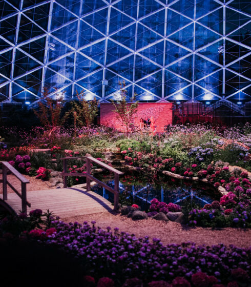mitchell park domes at night