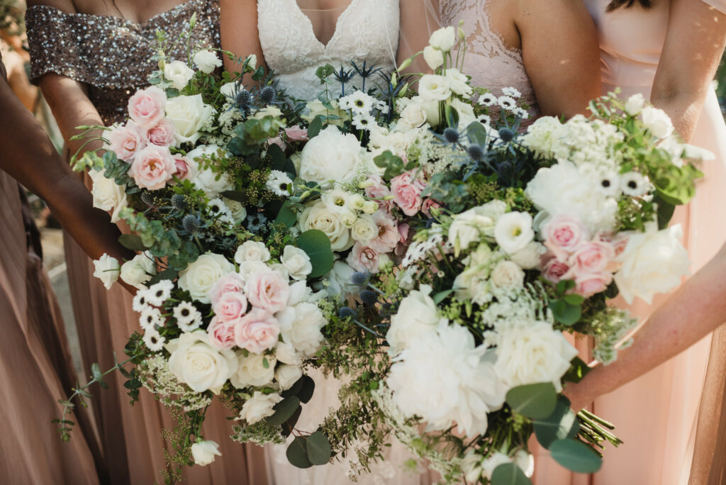 muted pink wedding florals
