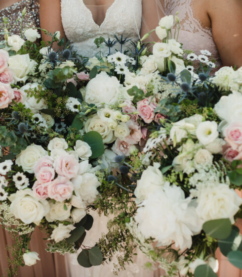 muted pink wedding florals