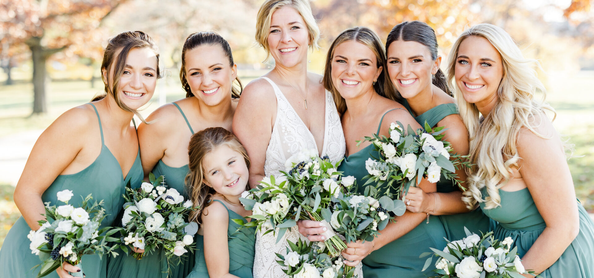 bride with her bridemaids.