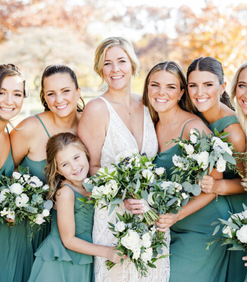 bride with her bridemaids.