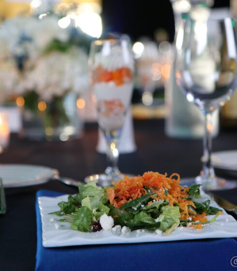 plate of fancy salad on table
