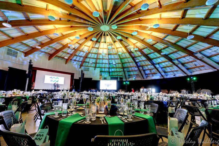 table view of lit up ceiling