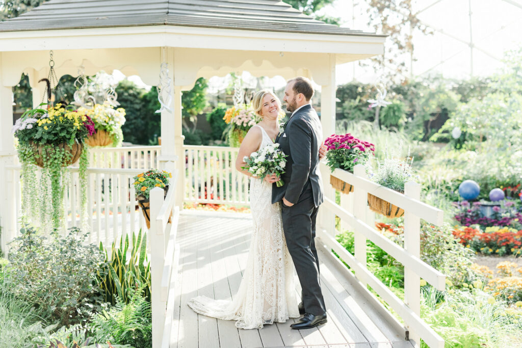 couple under gazebo.