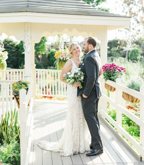 couple under gazebo.