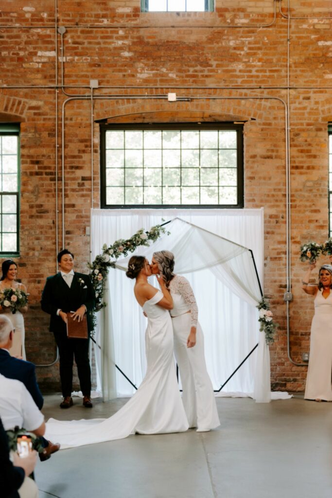 first kiss as wedded couple