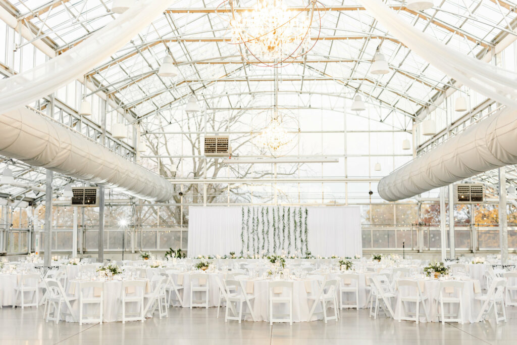 Greenhouse No. 7 reception with tables.