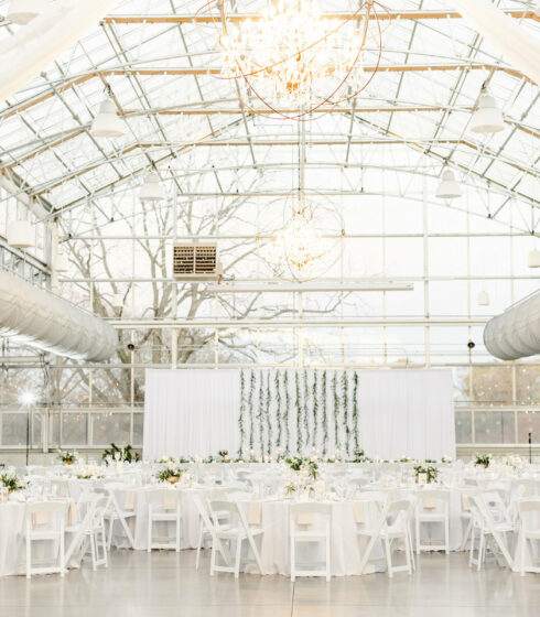 Greenhouse No. 7 reception with tables.