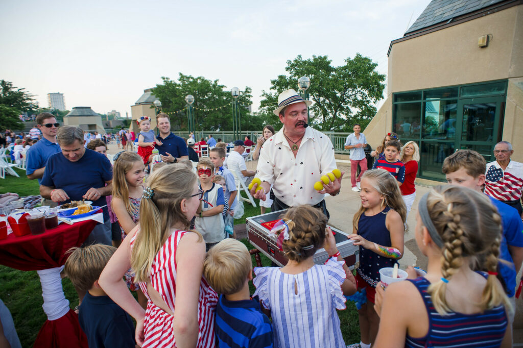 magician doing an act for children