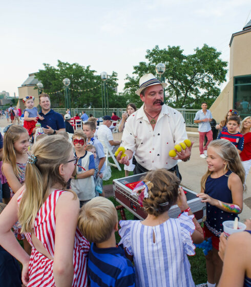 magician doing an act for children