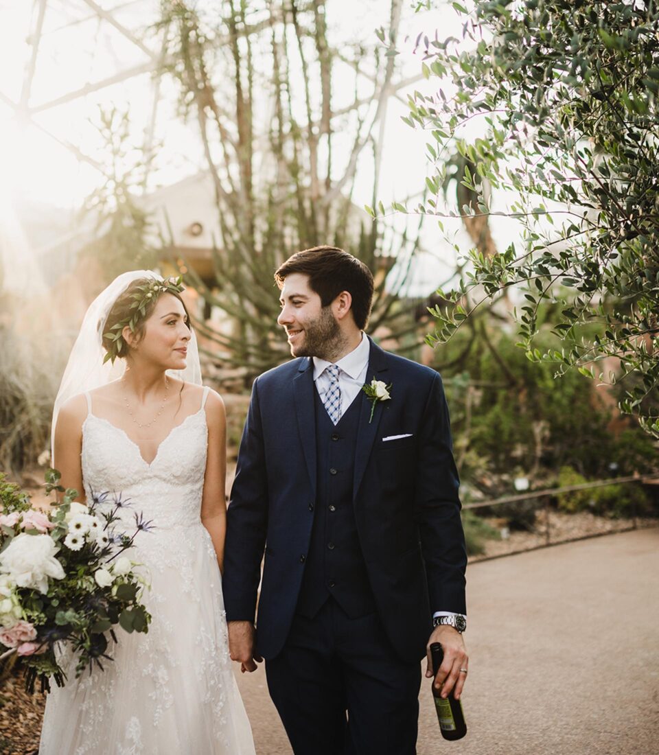 Wedding couple in Mitchell Park Domes