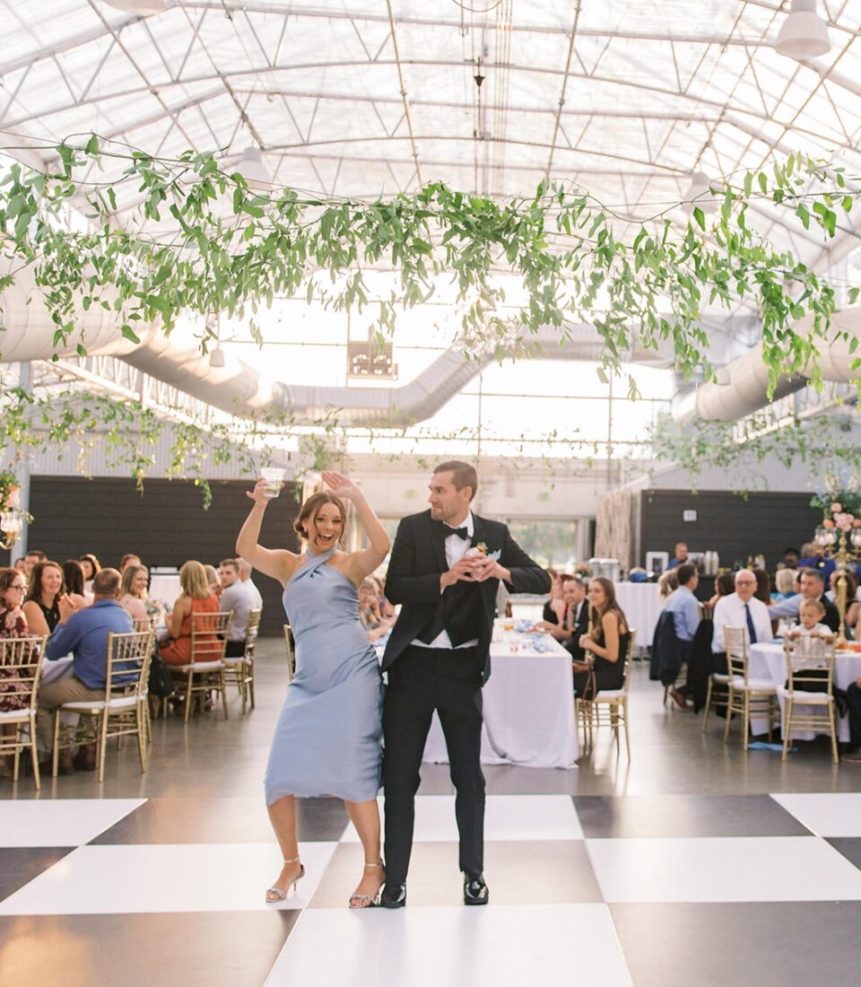 Bridesmaid and groomsman dancing entrance