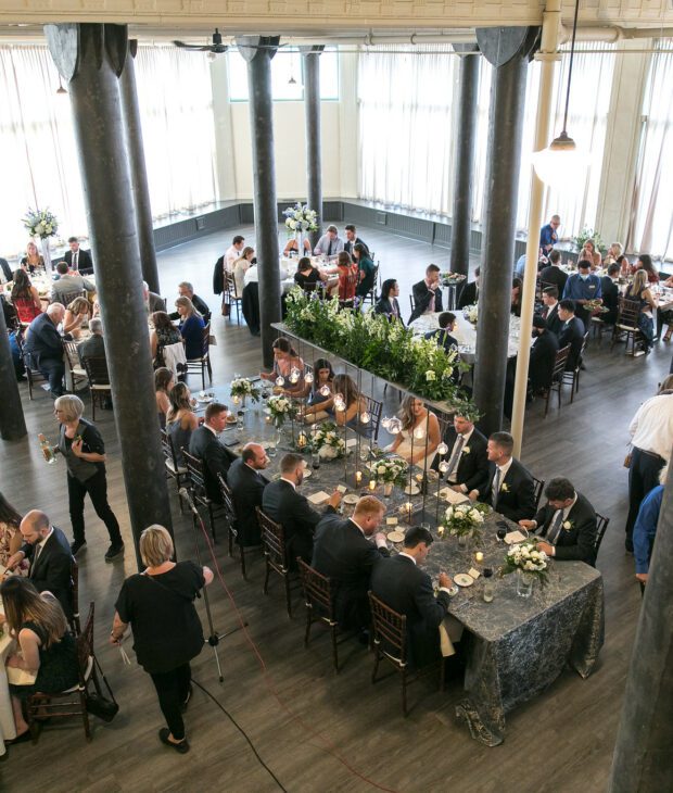 guests enjoying dinner the pritzlaff weddings